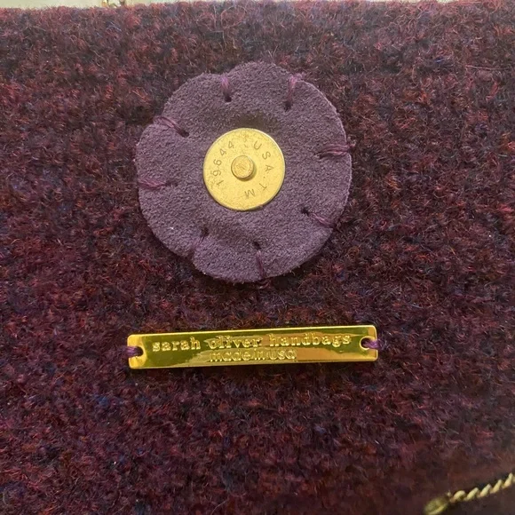 Sarah Oliver burgandy wool handbag - Picture 3 of 3